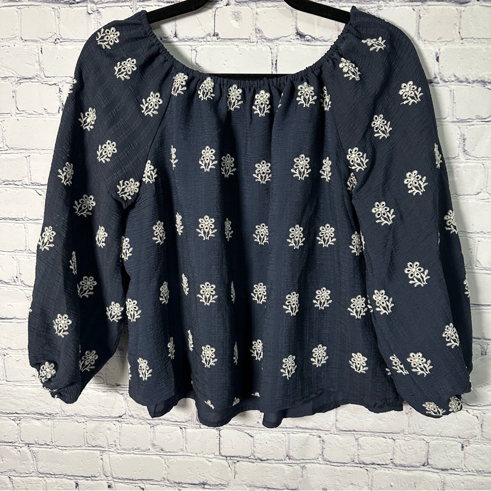 Pink Lily Navy Blue Floral Blouse - Picture 2 of 5